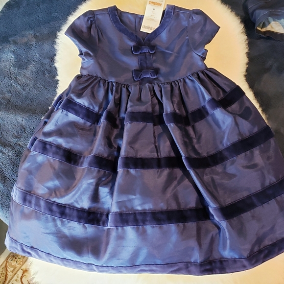 NWT Gymboree 3T Blue Satin Velvet Easter Dress - Picture 3 of 7